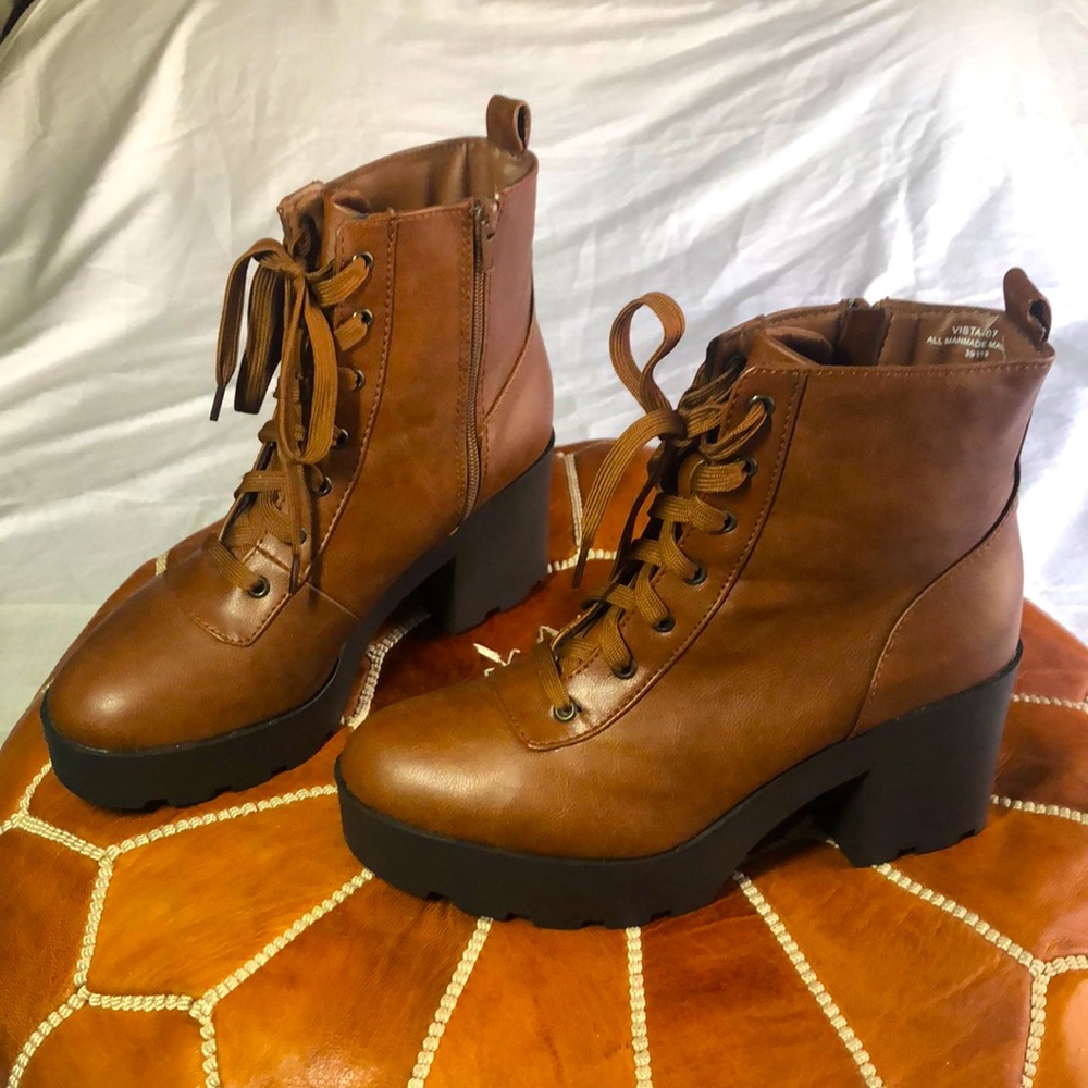 Bamboo chunky combat style boots